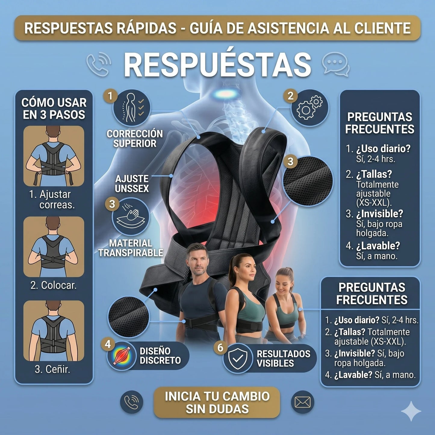 ¡Recupera tu Postura y Alivia el Dolo! Corrector de Postura con Soporte Lumbar✨💪