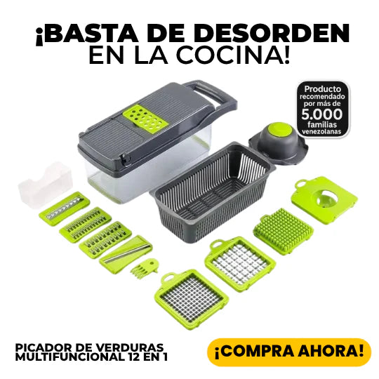 Picador de Verduras, frutas y vegetales 12 en 1 MasterPro®