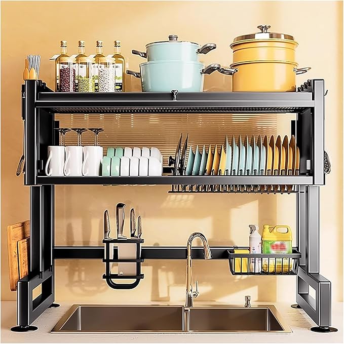 Escurridor Organizador de Platos con Gavetero de acero inoxidable