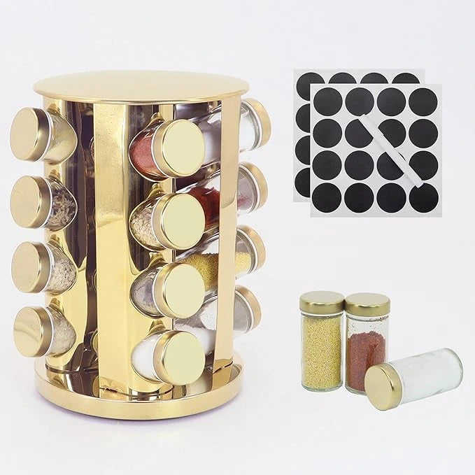 Estante giratorio para especia y hierbas - 16 almacenamientos con etiquetas✨