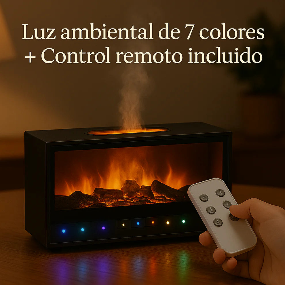 Humidificador y Difusor con Efecto de Chimenea + 2 esencias de regalo