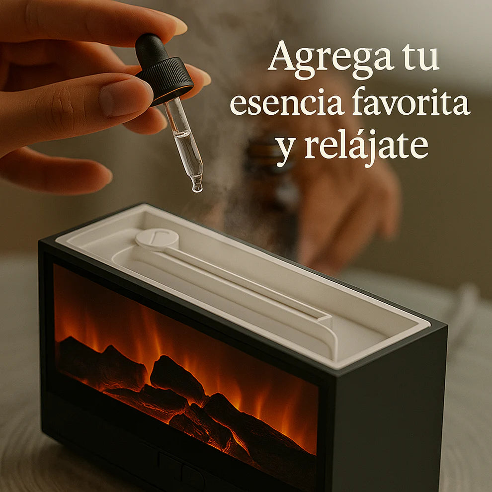 Humidificador y Difusor con Efecto de Chimenea + 2 esencias de regalo