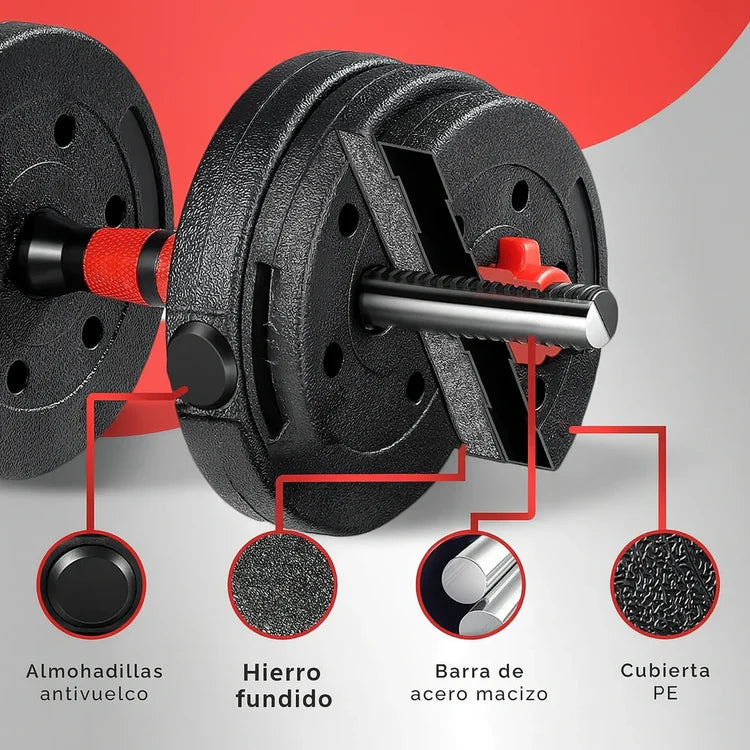 Set de barra y mancuernas 20kg💪