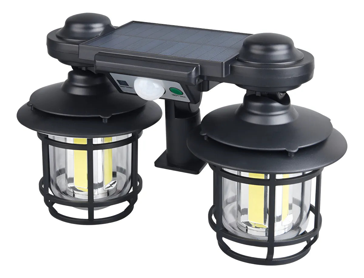 Lampara doble led con panel solar y sensor de movimiento + control remoto