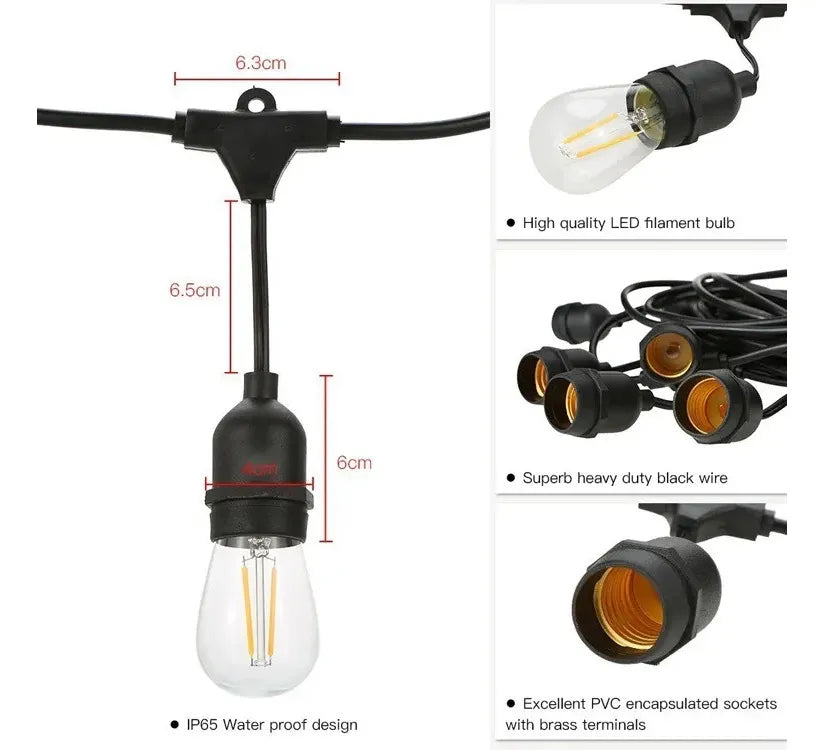 Guirnalda de bombillos 10mt 25 bombillos + Panel solar☀️☀️