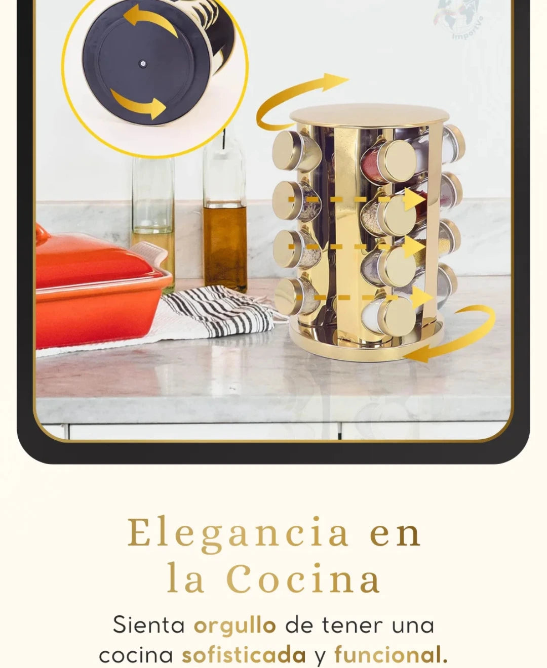 Estante giratorio para especia y hierbas - 16 almacenamientos con etiquetas✨