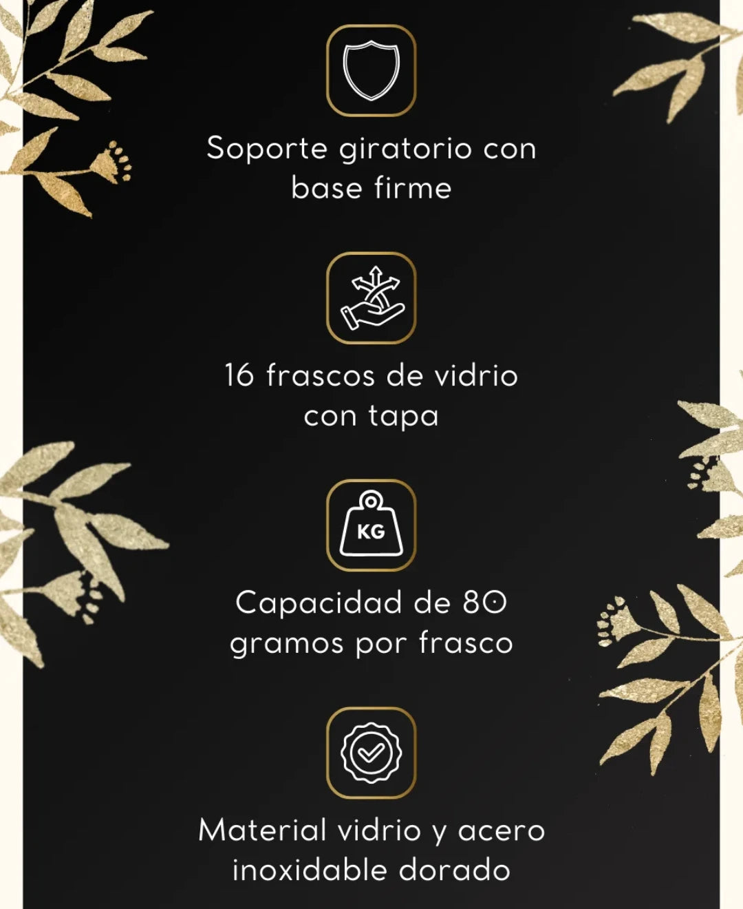 Estante giratorio para especia y hierbas - 16 almacenamientos con etiquetas✨