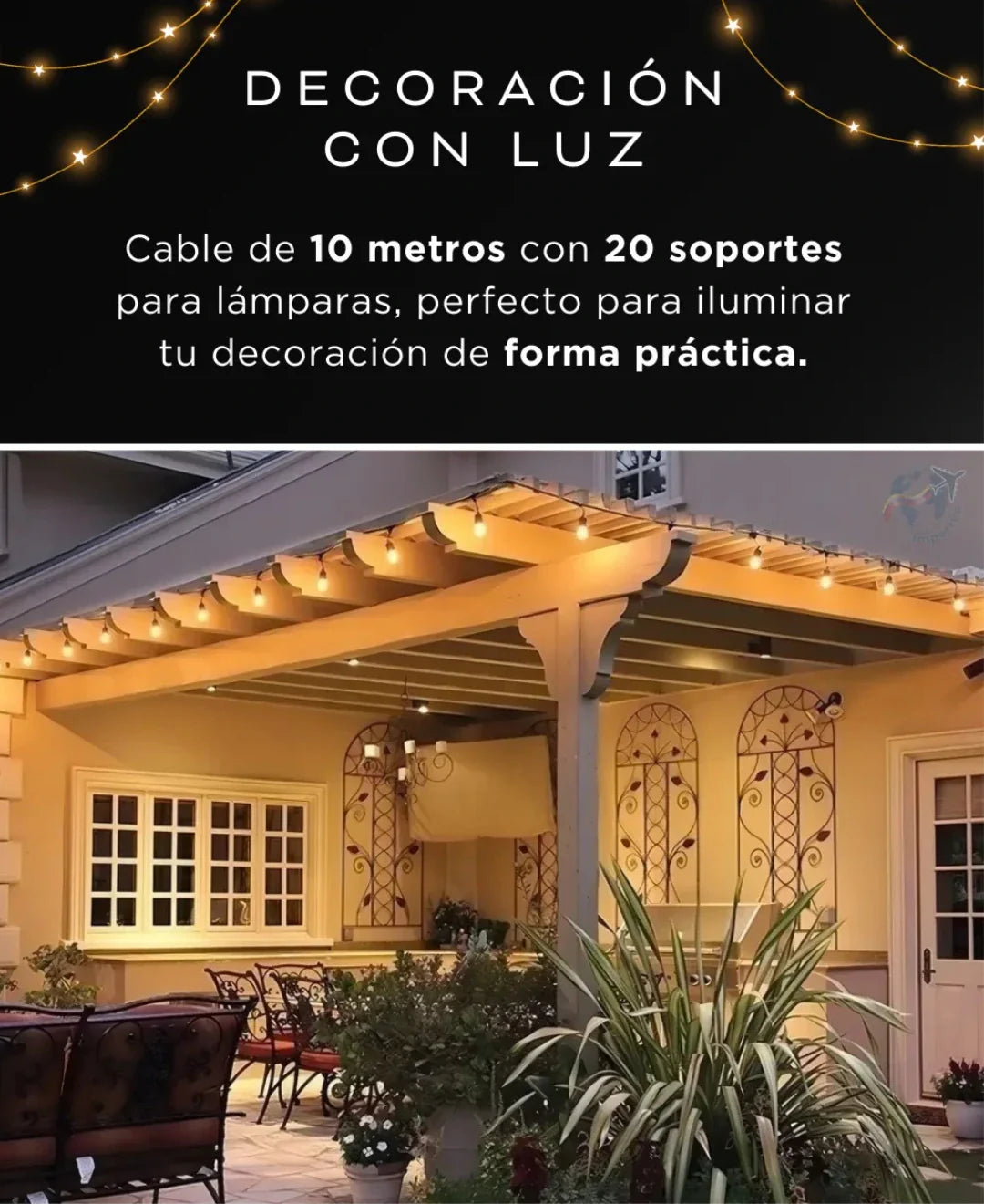 Guirnalda de bombillos 10mt 25 bombillos + Panel solar☀️☀️