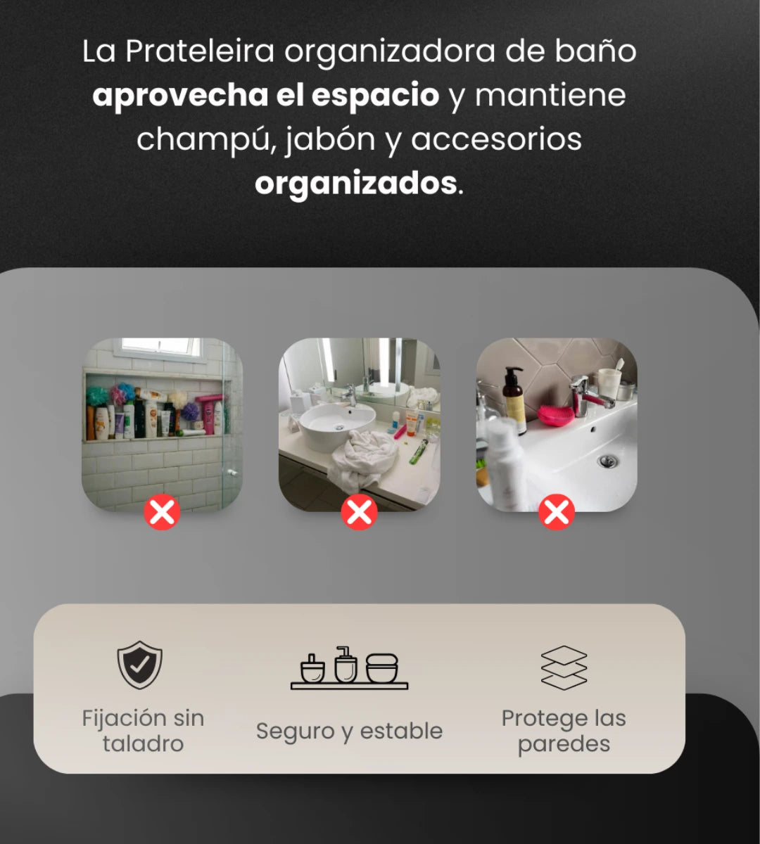Organizador de baño con ventosa