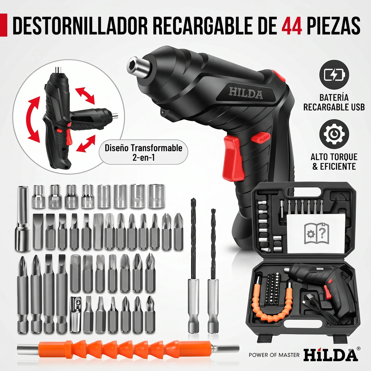Kit Destornillador Eléctrico Recargable 44 Piezas🛠️ ⚡¡OFERTA LIQUIDACION!⚡