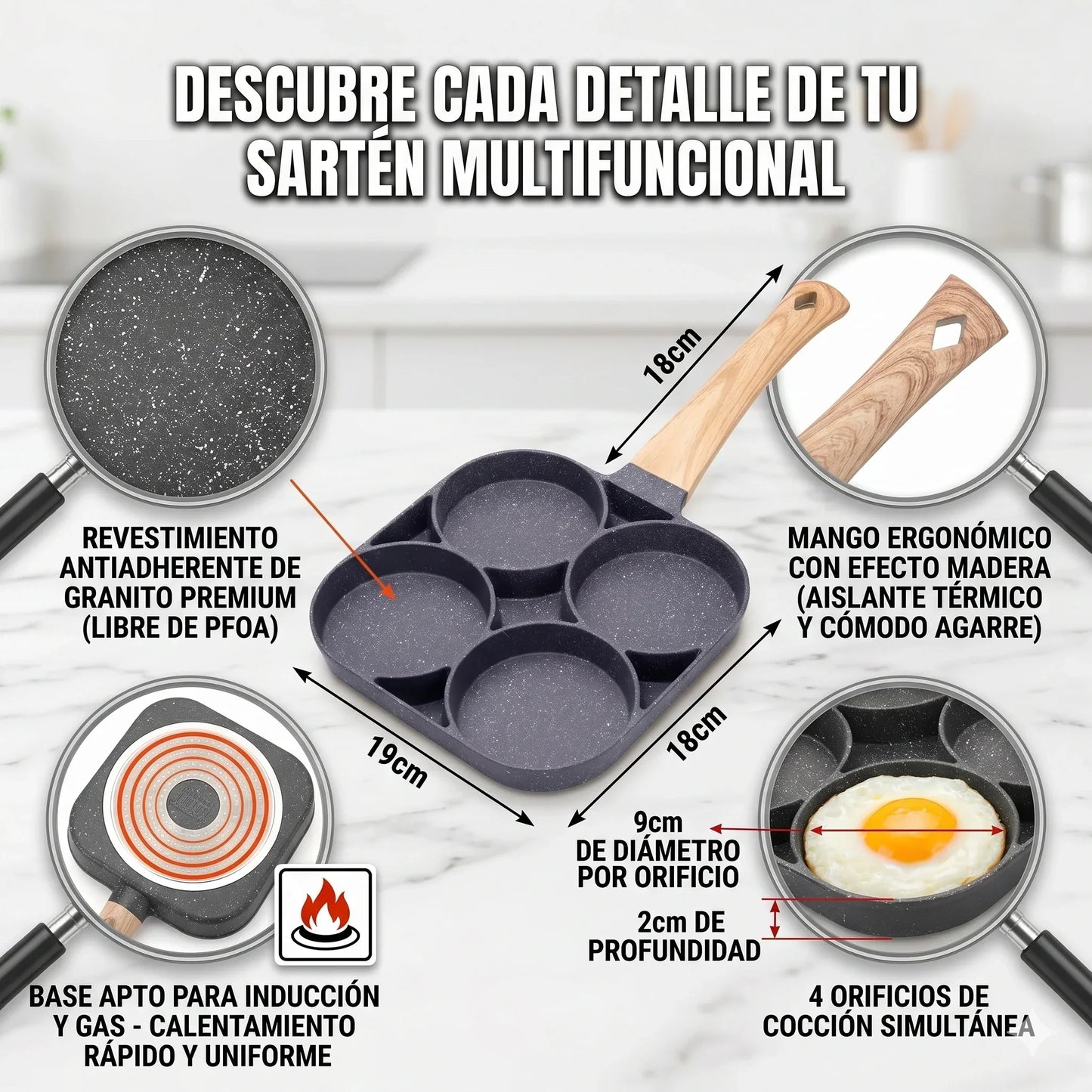 Sartén Antiadherente De Aluminio 4 Partes🍳✨