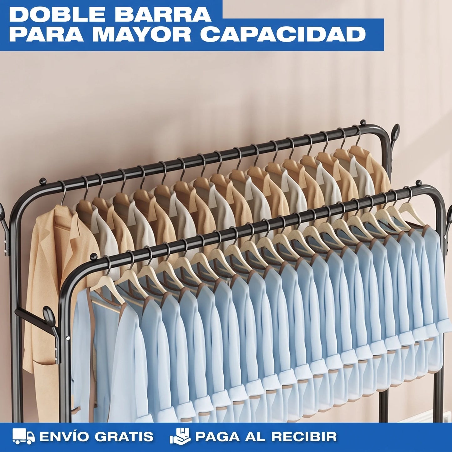 Estante Perchero Doble de acero inoxidable🏡✨