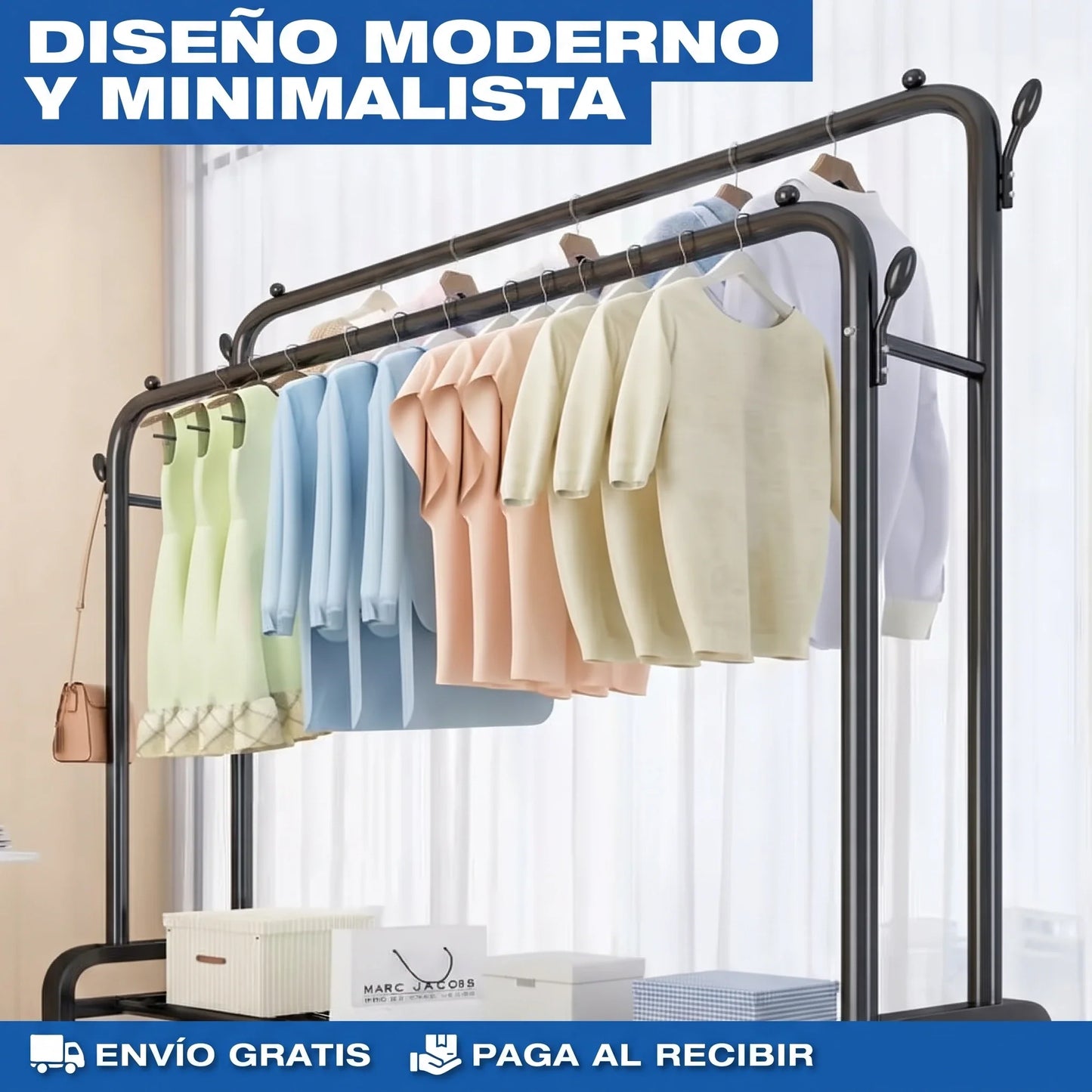 Estante Perchero Doble de acero inoxidable🏡✨