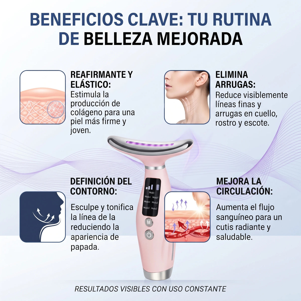 Masajeador Led Facial | Elimina Arrugas, Papada, Reafirmante Colágeno.
