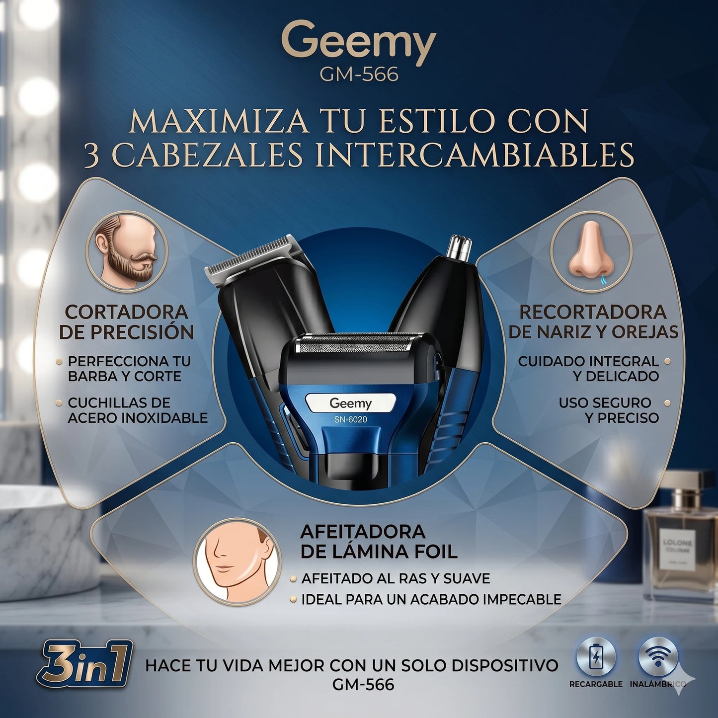 Maquina De Afeitar 3 En 1 Sonar®︎ 🪒💈