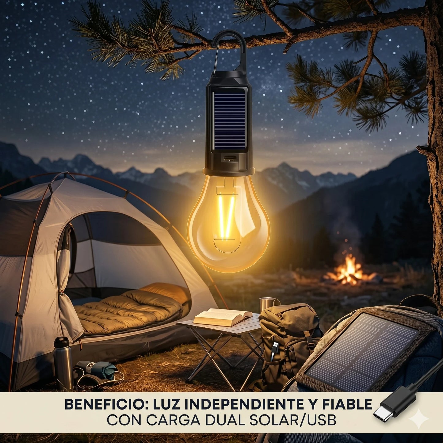 Bombillo con Panel Solar 15w 8 Horas de Duración☀️💡 (Pack 2 unds )