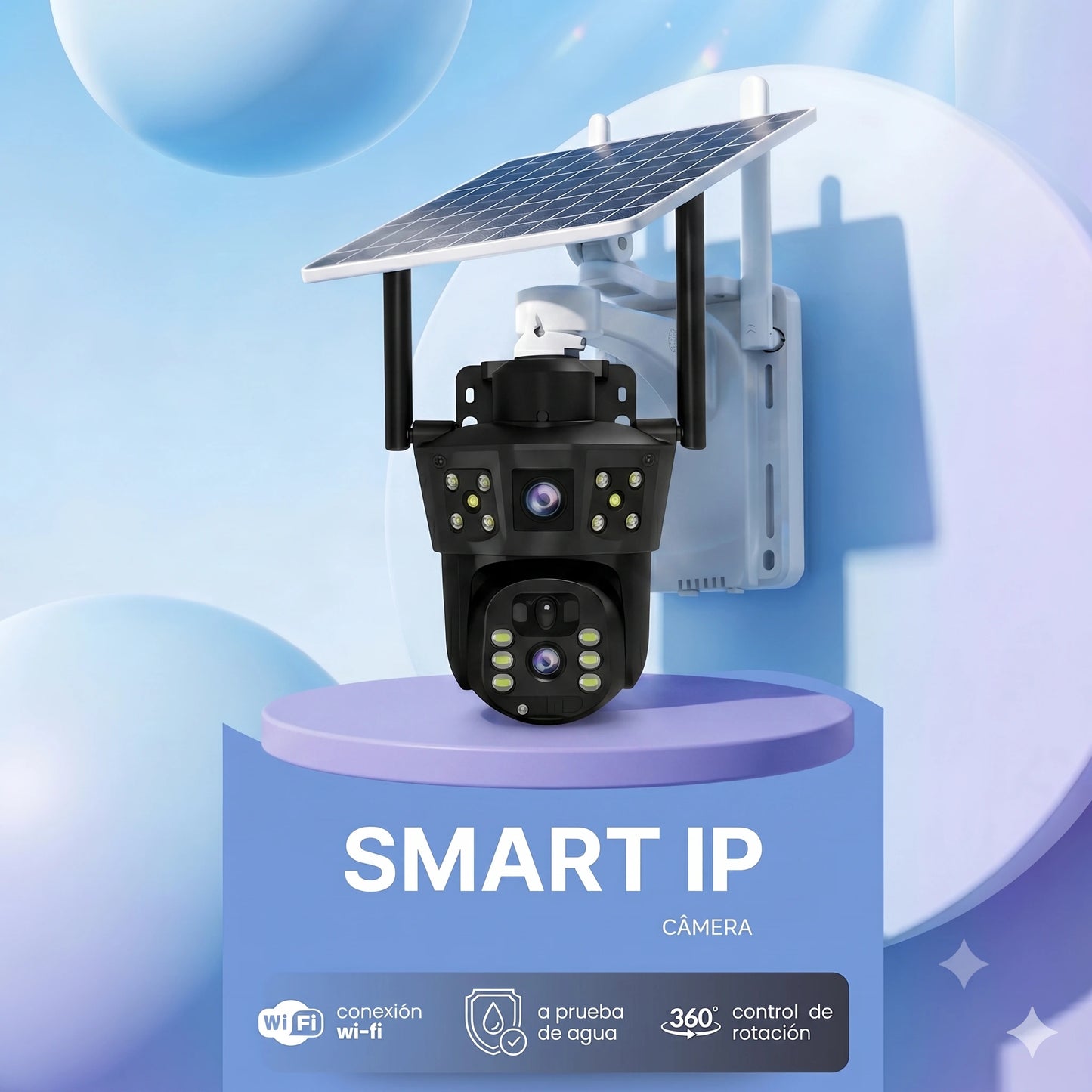 Cámara Wi-Fi Inalámbrica con Panel Solar Rotación 360° 4K