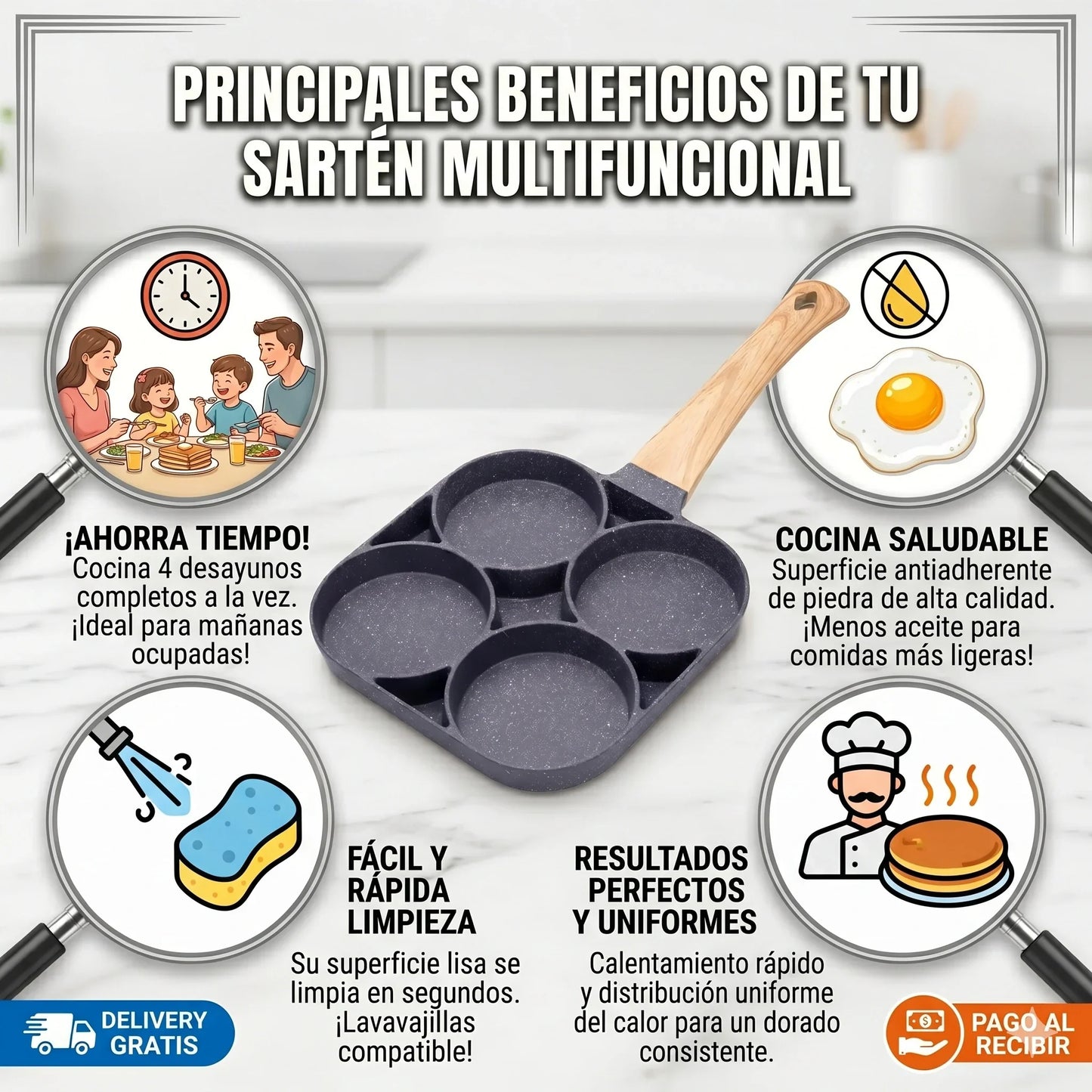 Sartén Antiadherente De Aluminio 4 Partes🍳✨