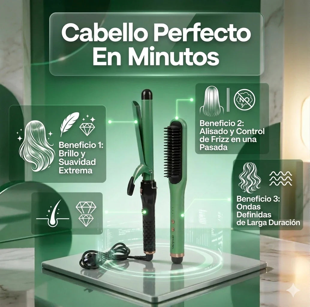 Cepillo Alisador y Rizadora 2 en 1 Terapia de tratamiento con extractos de aguacate.💁‍♀️🥑