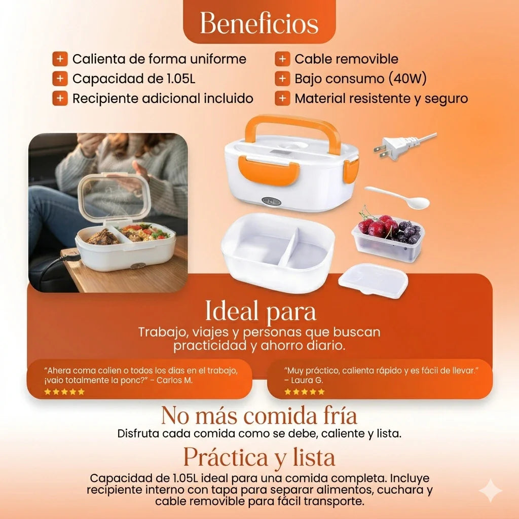 🍱 ¡Olvídate de Comer Frío! Lonchera Vianda Eléctrica 110v⚡