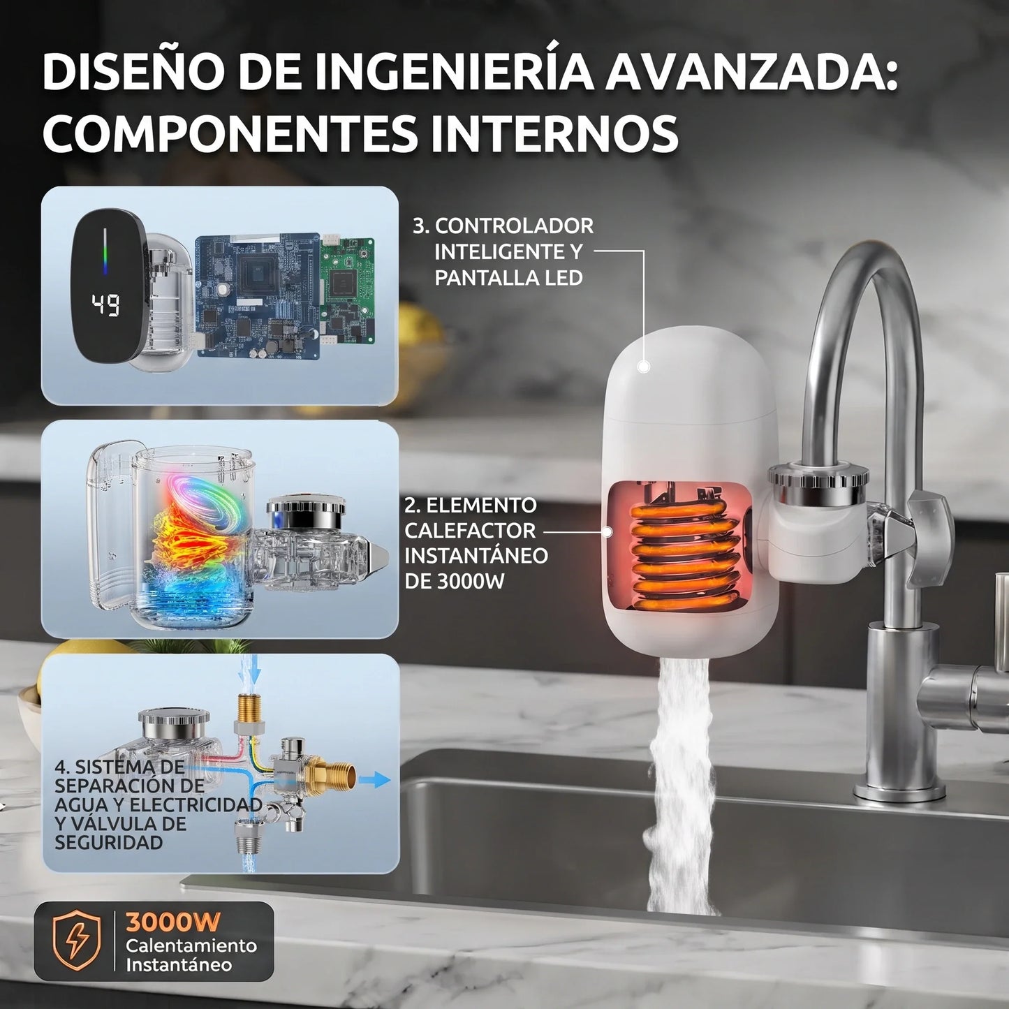 Grifo Calentador de Agua 3000W💧🔥