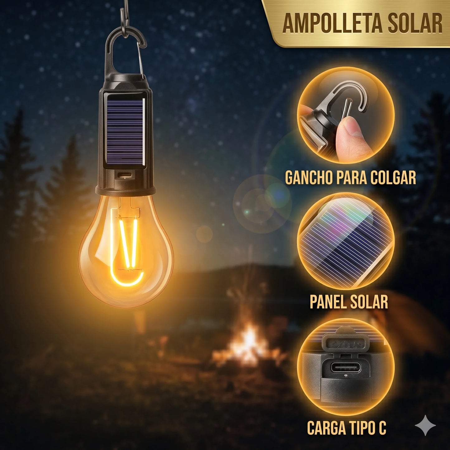 Bombillo con Panel Solar 15w 8 Horas de Duración☀️💡 (Pack 2 unds )