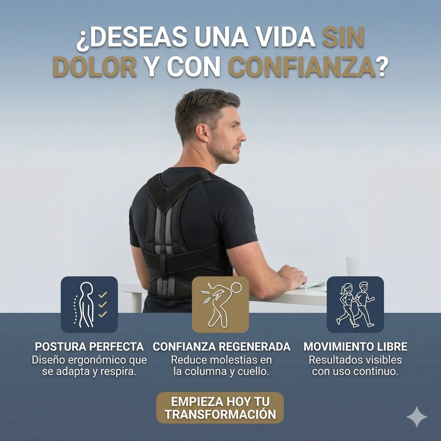 ¡Recupera tu Postura y Alivia el Dolo! Corrector de Postura con Soporte Lumbar✨💪