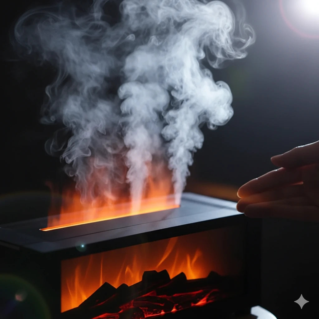 Humidificador y Difusor con Efecto de Chimenea + 2 esencias de regalo