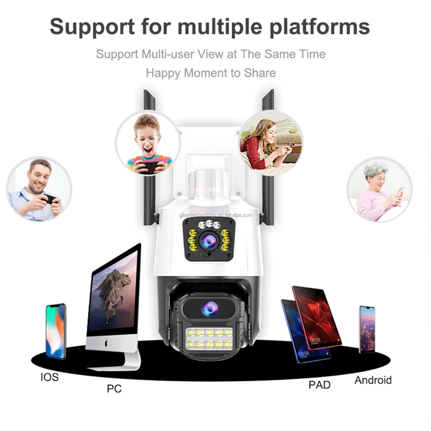Cámara de Doble Lente con Sirena, Visión Nocturna y Detección Humana