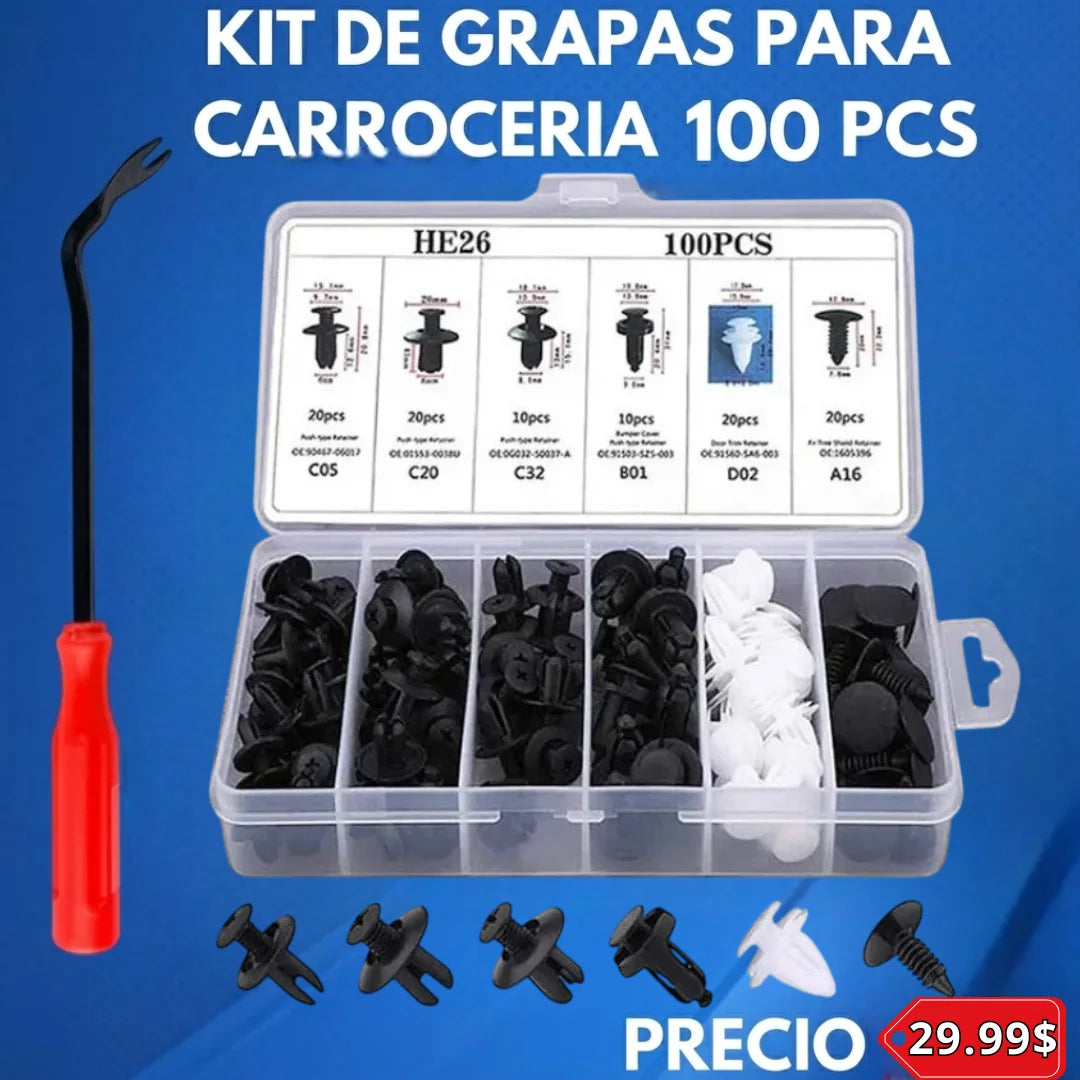 Kit 100unds Clips Grapas Para Paneles Tapizados, botones, para carrocería