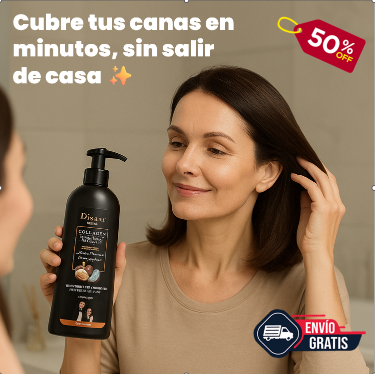 Shampoo Colorante- Cubre las Canas – Cabello Uniforme y Natural sin Salir de Casa