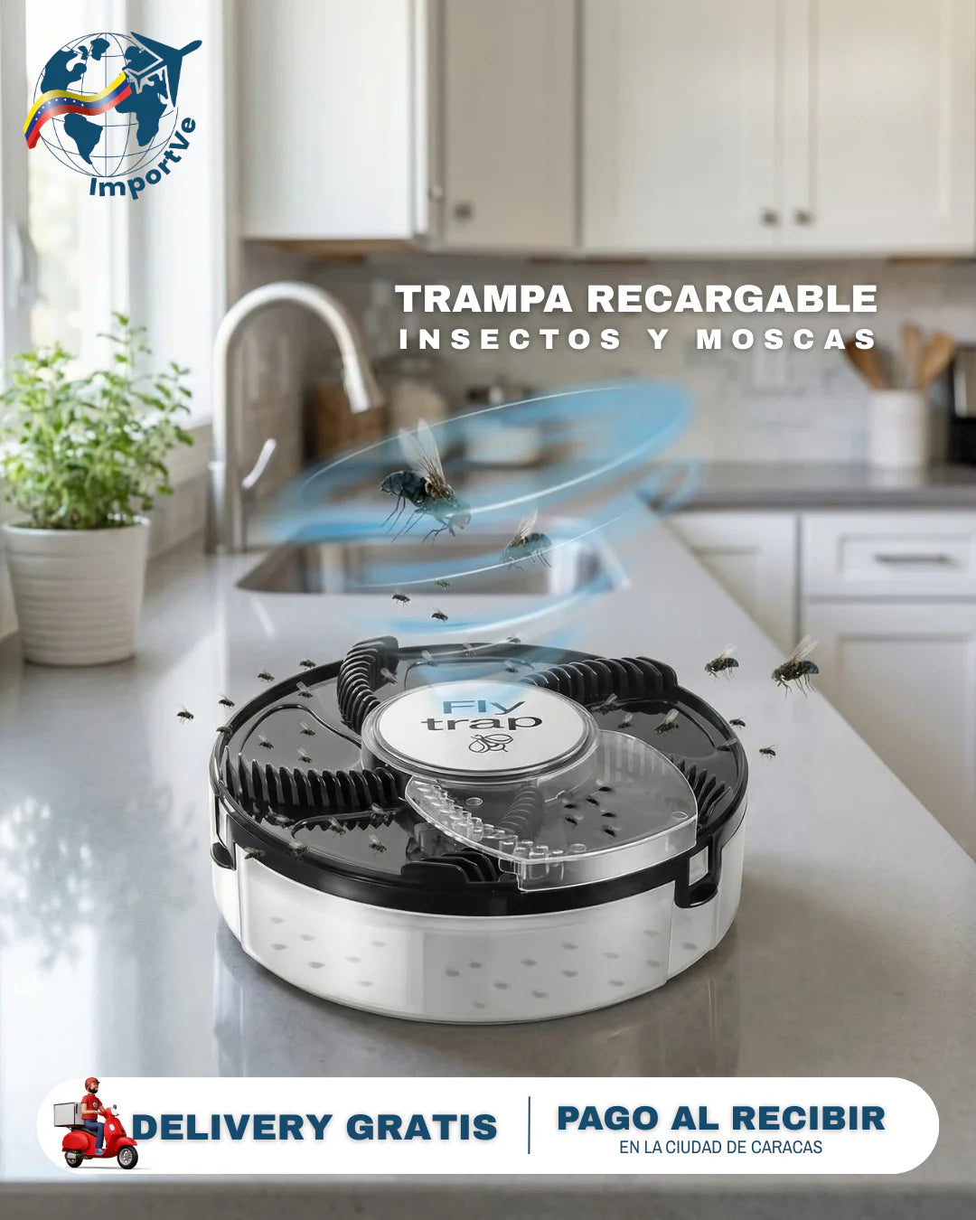 Trampa Eléctrica para Moscas e insectos Recargable🪰❌